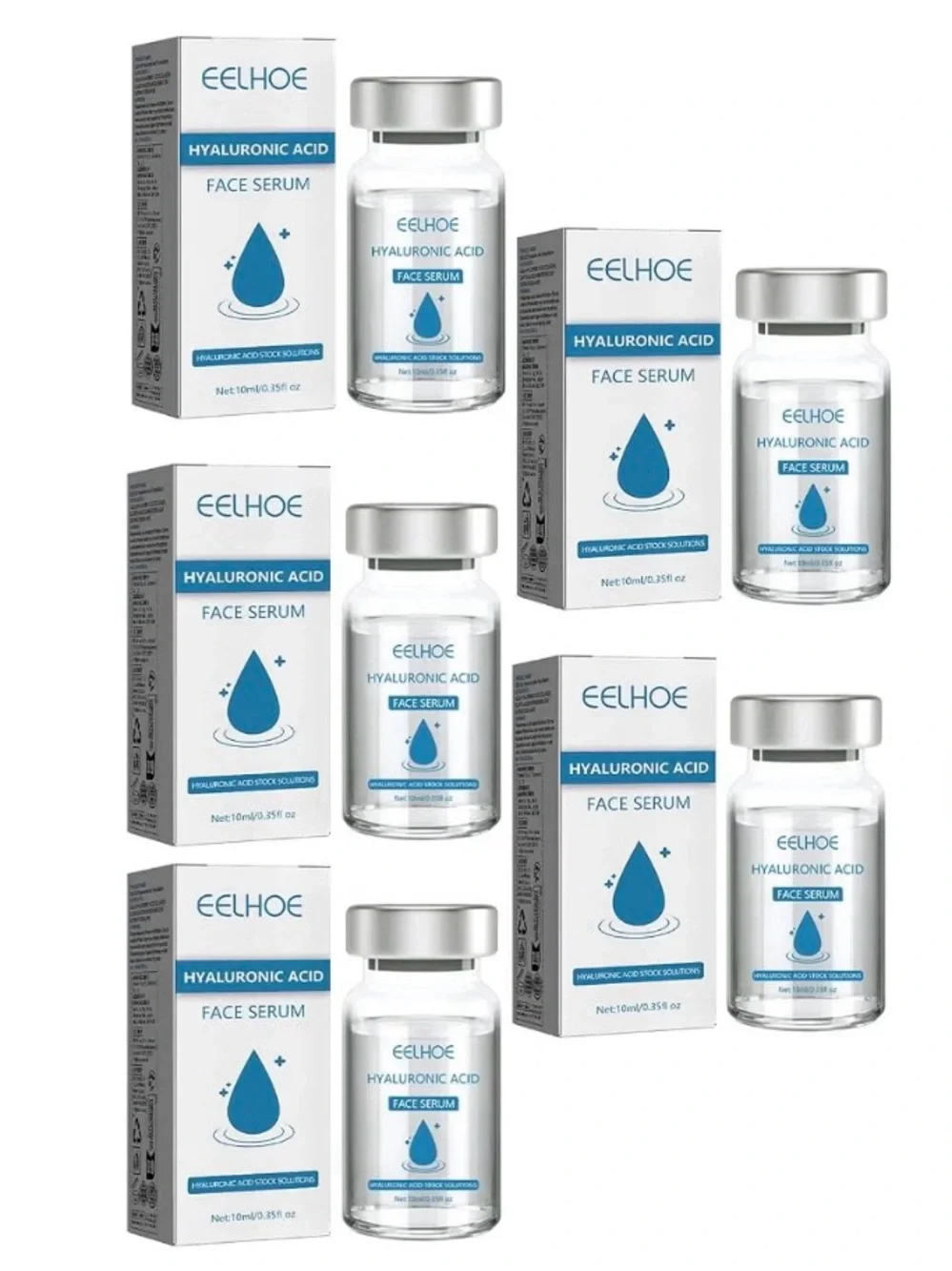 (5 Pack) Eelhoe Hyaluronic Acid Face Serum Microneedling 10mL Collagen NEW